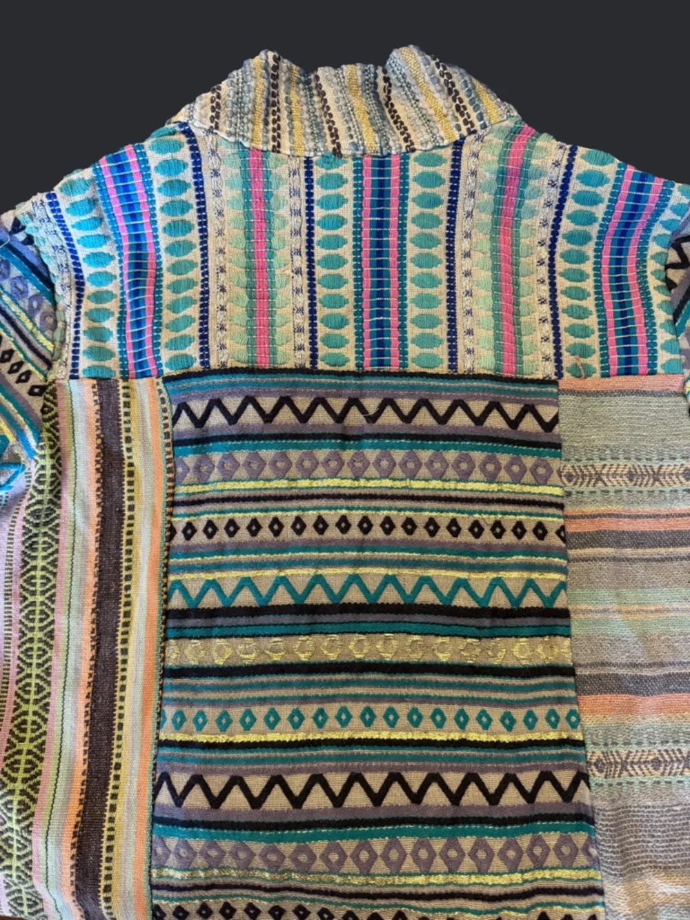 Sacred Threads Striped Boho Long Cardigan Coat in Blue & Pastels - Picture 5 of 8